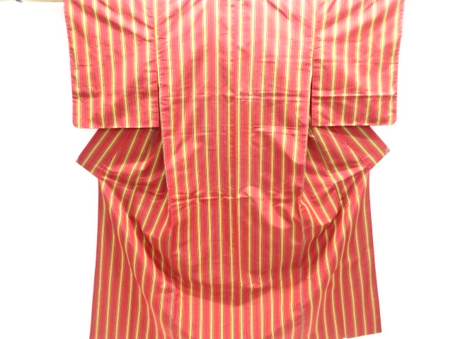 JAPANESE KIMONO / ANTIQUE KIMONO / SILK / TSUMUGI / WOVEN STRIPE